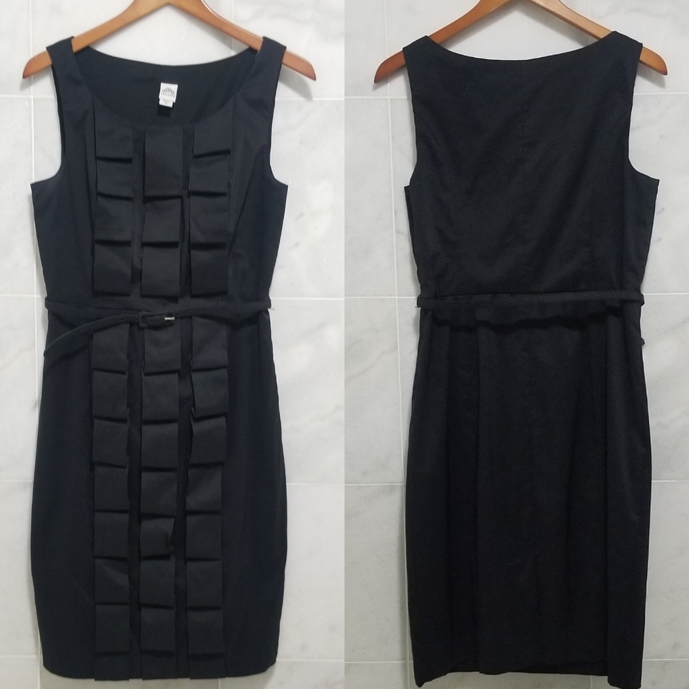 Sangria Black Ruffle Sheath Belted Dress sz 10